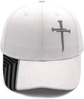 Jesus 3 Nail Cross Adjustable Baseball Cap with American Flag Hats for Men and Women Christian Gifts