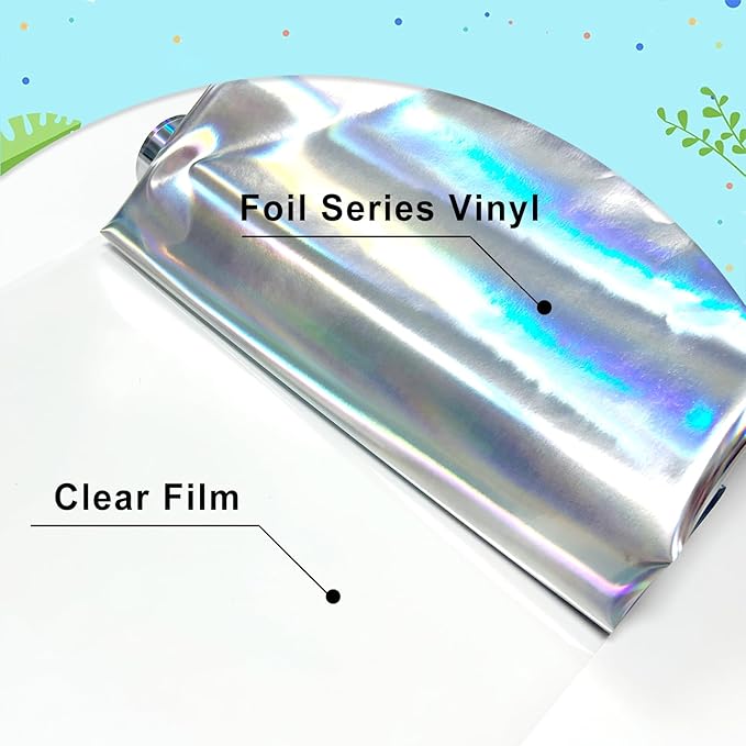 ROFISUESheet MetallicFoil HeatTransferVinyl olographic Silver, 12Inch*6Ft - Image 2