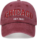 Chicago Hat for Men Women 3D Embroidery Vintage City Dad Hats Baseball Cap