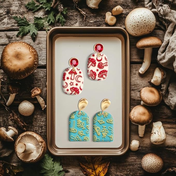 CHGCRAFT 16 Sheets Banana and Apple Clay Texture Mat Mushroom Pattern Polymer - Image 4