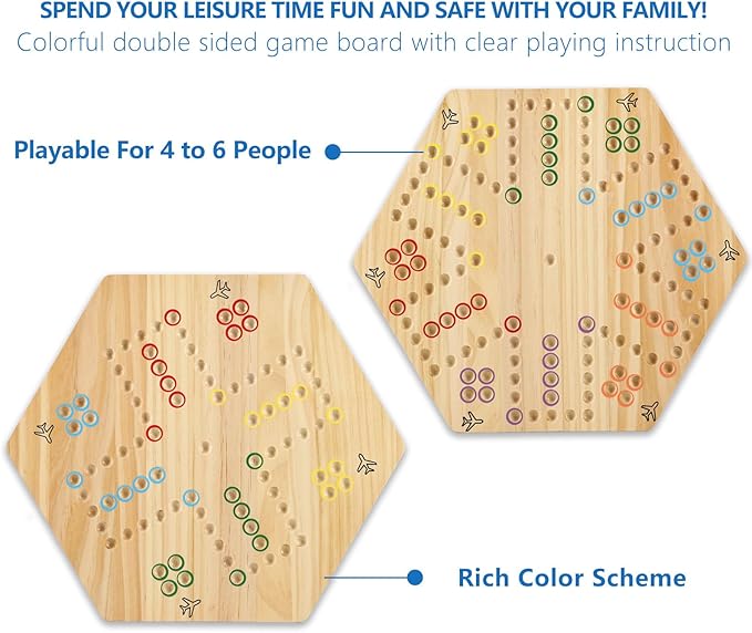 Original Marble Game Wahoo Board Game Double Sided Painted Wooden Fast Track - Image 2