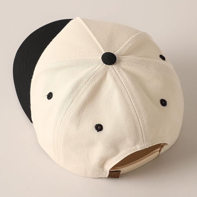 MIRMARU Two-Tone Vintage Canvas Trucker Hats for Men & Women, Adjustable Size Baseball Caps with Trendy Embroidered Design