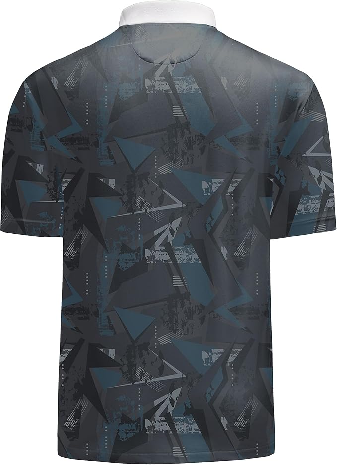 KUYIGO Mens Polo Shirt Quick Dry Moisture Wicking UPF 40+ Performance Printed Short Sleeve Summer Tennis Golf Shirt