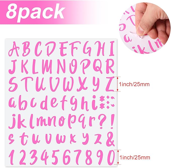Outus 576 Pieces 8 Sheets Letters Stickers Self Adhesive Vinyl Letter Alphabet - Image 3