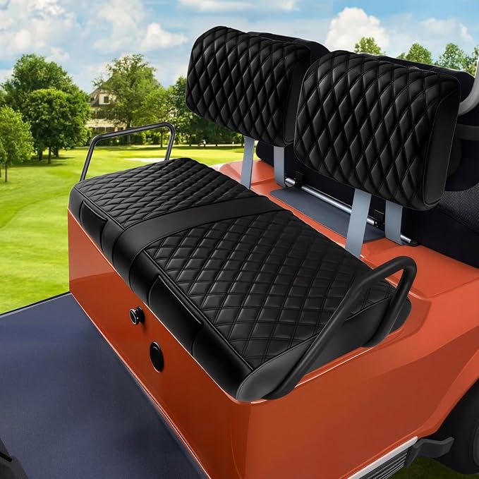 Yamaha G2 G8 G9 G11 G14 G16 G19 G20 G22 Seat Covers,Front Golf Cart Black Seat Cover Enhanced/Comfortable/Breathable Vinyl Leather for Golf Cart Yamaha Separate Backrest,2 Convenient Pockets