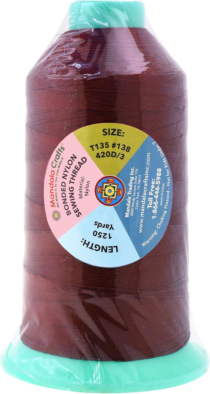 Mandala Crafts Bonded Nylon Thread Maroon Heavy Duty Sewing Threads - Image 3