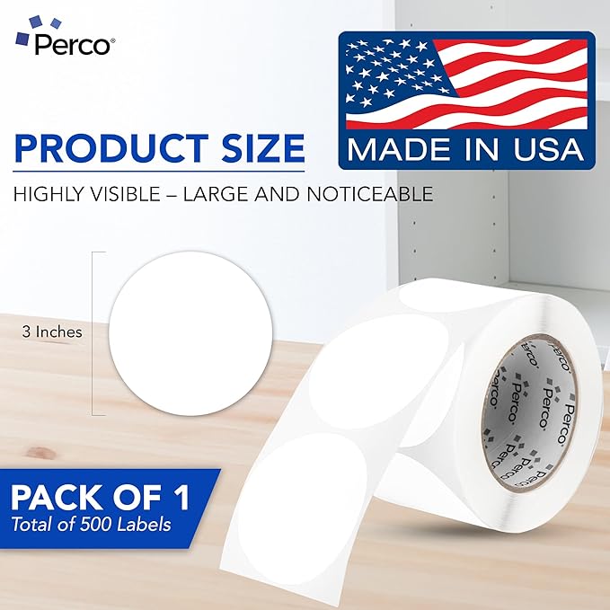 Perco White 3-Inch Round Circle Dot Sticker Labels - Image 2