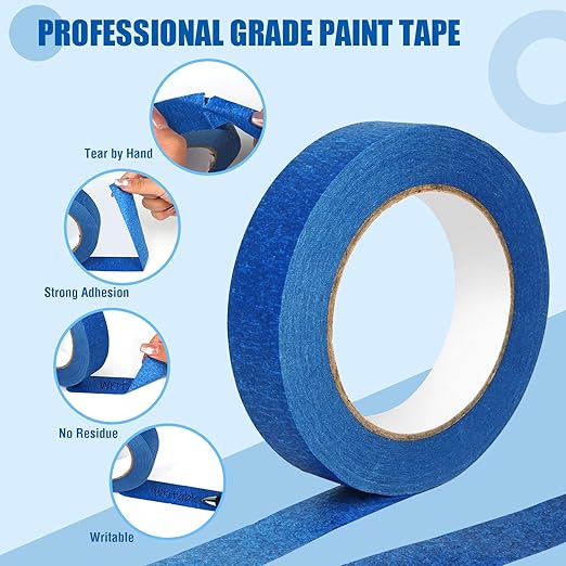 20 Rolls Blue Painters Tape Bulk Pack, Painter's Tape 1-inch × 55 yards - Image 3