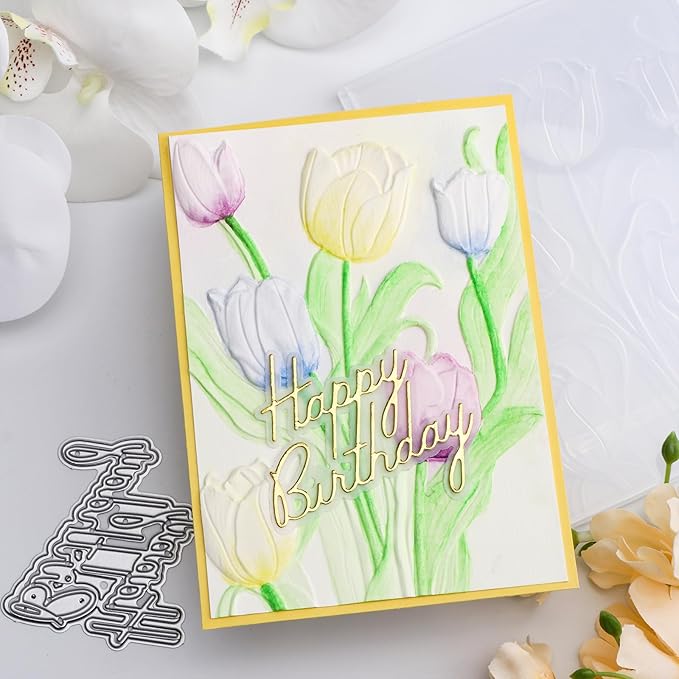 BAOFALI 3D Flowers Theme Plastic Embossing Folders Tulip - Image 4