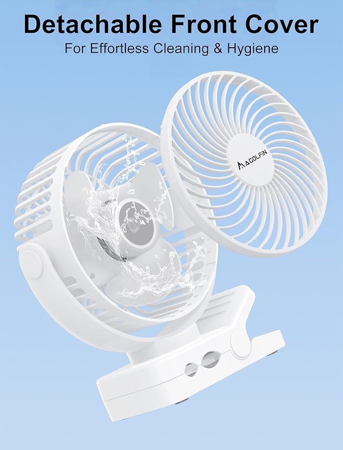 Magnetic Clip on Fan for Golf Cart, 12000mAH Battery Operated Portable Fan with 3 Speeds, LED Lantern, Magnetic Base, Suitable for EZGO Club Car Yamaha, Golf Cart & Cruise Ship Accessories
