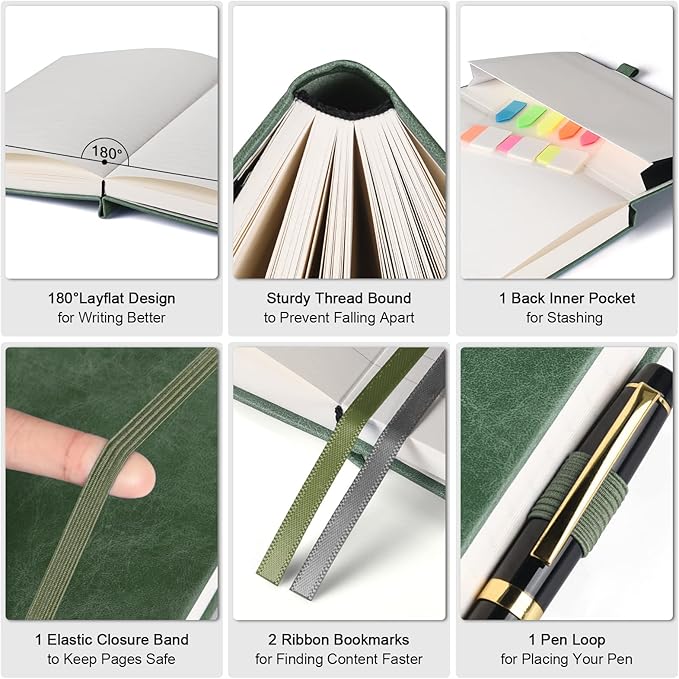 Lined Journal Notebook, Large A5 College Ruled Notebook, 312 Numbered Pages - Image 2