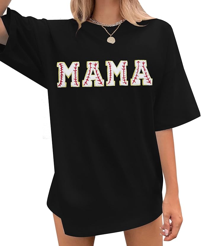 Baseball Mom Shirt Women Baseball Shirt Oversized Chenille Game Day Tops Sports Fan Gift Clothes