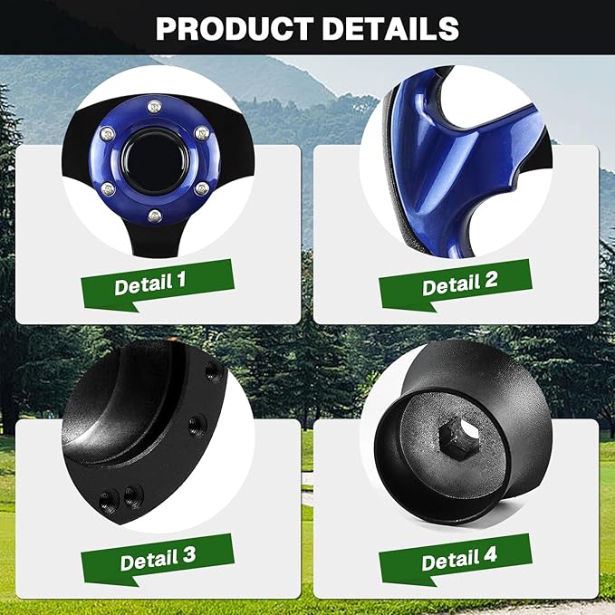 Golf Cart Accessories Steering Wheel D-bottom and Golf Adapter for Club Car PRECEDENT Golf Carts Adapter Skid-(blue)