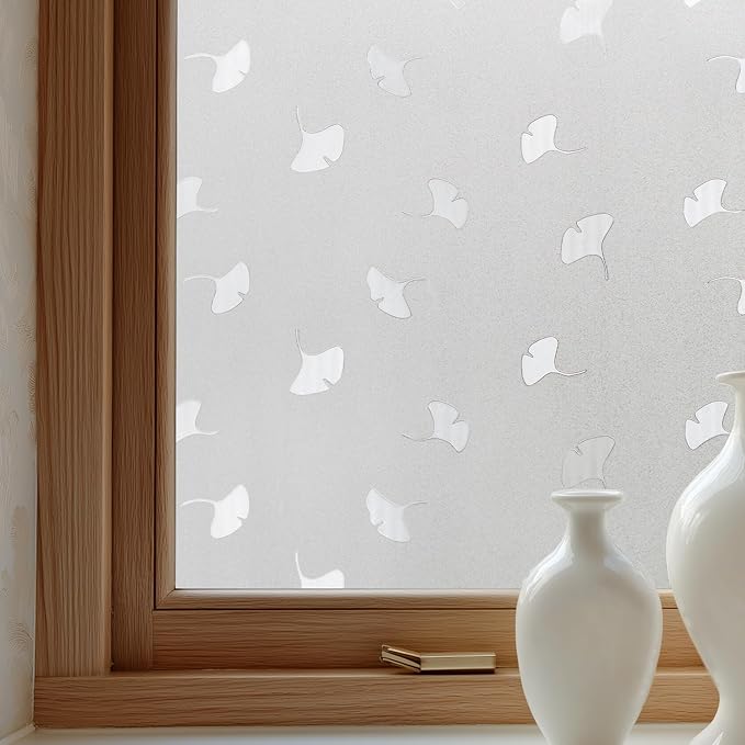 Window Privacy Film Decorative for Front Door, Bathroom Static Cling Stained by OHTMERU