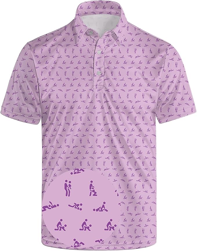 Golf Polo Shirts for Men Funny Print Short Sleeve Golf Shirts Performance Golf Polos