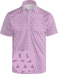 Golf Polo Shirts for Men Funny Print Short Sleeve Golf Shirts Performance Golf Polos