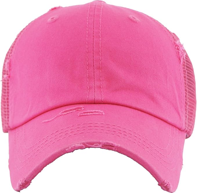 Classic Plain Ponytail Messy High Bun Headwear Adjustable Cotton Trucker Mesh Glitter Hat Baseball Cap