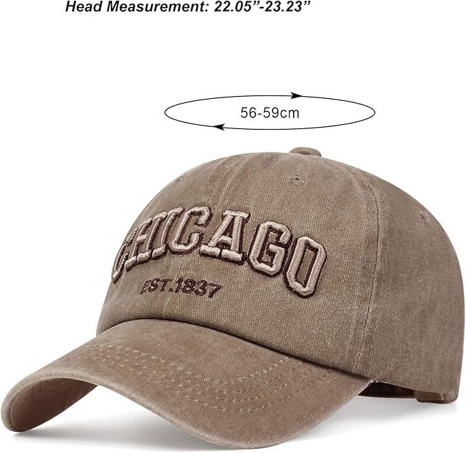Chicago Hat for Men Women 3D Embroidery Vintage City Dad Hats Baseball Cap