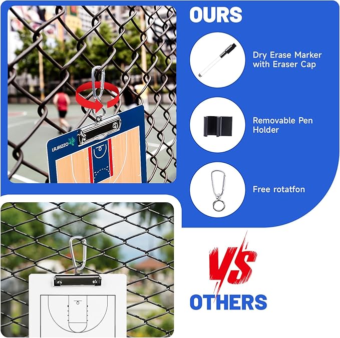 Basketball Dry Erase Coaches Clipboard, Basketball Clipboard for Coaches Double-Sided Basketball White Board for Coaches Writable and Erasable Basketball Dry Erase Board for Coaches Gift