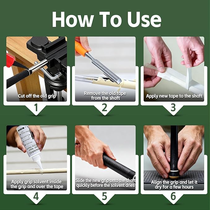 Golf Grip Kit for Regripping Golf Clubs – All-in-One Golf Regripping Kit with Portable Table Vise Rubber Clamp, Hook Blade, Grip Tape, Solvent & Tools – Golf Grip Replacement Kit