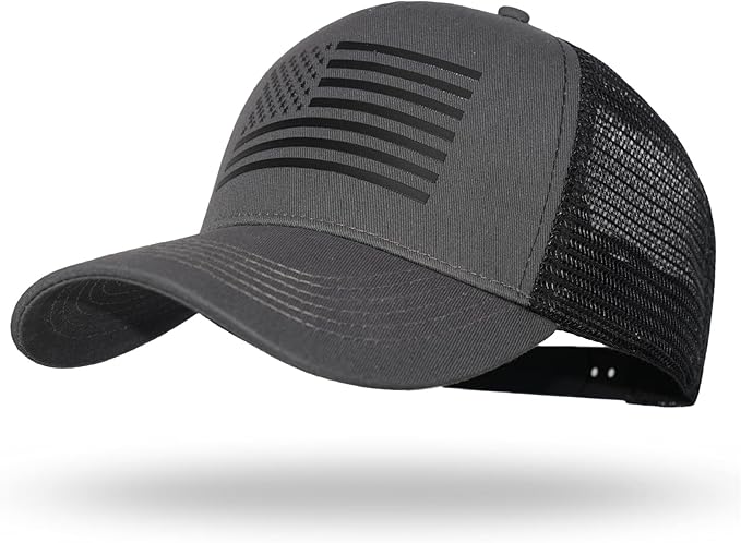 2 Packs American Flag Trucker Hats USA hat for Men and Women Outdoor Mesh Snap Back Adjustale Baseball Cap for Daily Use