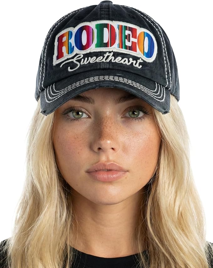 Funky Junque Distressed Vintage Baseball Cap - Embroidered Patch Women's Hat - Holiday, Lifestyle & Patriotic Designs