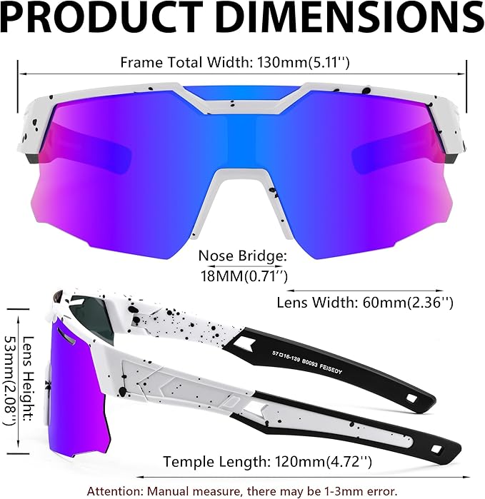 FEISEDY Kids Sunglasses Youth Baseball Sun Glasses, UV400 Sports Teens Cycling Shades for Boys Girls Age 8-16 B0048
