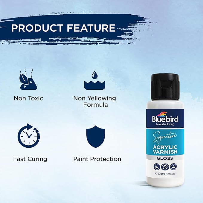 BLUEBIRD Signature Varnish for Acrylic Painting, 3.4 Fl Oz, Non-Yellowing - Image 4