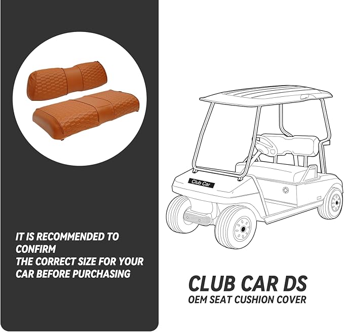 Golf Cart Seat Covers for EZGO TXT Club Car DS Gas or Electric OEM Regular Seat Cushion, No Staple, Golf Cart Vinyl Replacement Seat Cover