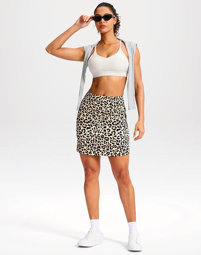 G Gradual 18" Golf Skirts for Women Zipper Pockets Mid Length Skort with Shorts Underneath High Waist Tennis Pickleball