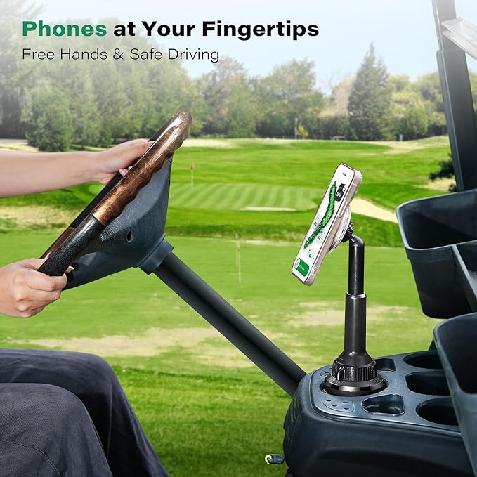 ICARMOUNT Golf Cart Phone Holder, Strong Magnetic Cup Holder Cell Phone Mount for iPhone 17 16 15 14 13 12, Golf Cart Accessories for EZGO/Club Car/Yamaha/Icon, Golfer Gifts for Men Women (MagSafe)