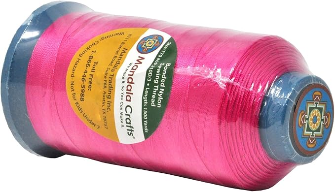 Mandala Crafts Bonded Nylon Thread Hot Pink Heavy Duty Sewing Threads - Image 3
