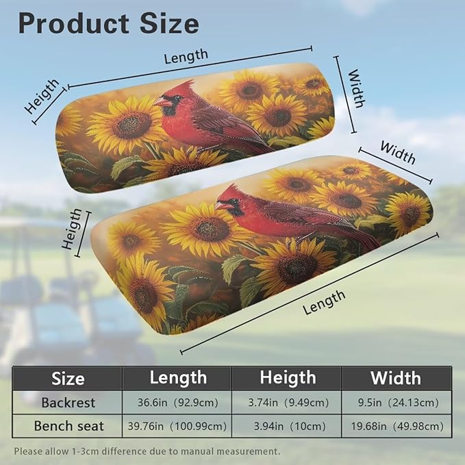 Suobstales Golf Cart Front and Rear Seat Cover Set for EZGO TXT RXV & Club Car DS 2 Passenger, Washable Bench Seat Covers Kit