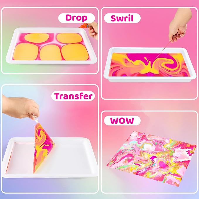 Water Marbling Paint for Kids, Art Supplies for Kids, Arts and Crafts for Girls - Image 4