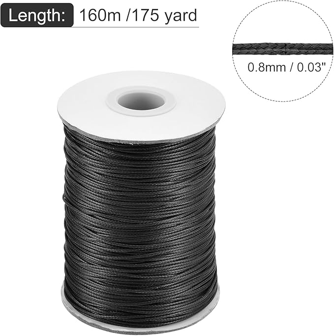 MECCANIXITY Waxed Cord 0.8mm Waxed Polyester Cord 175 Yard Wax String - Image 2
