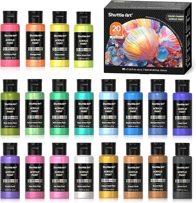 Shuttle Art Color Change Acrylic Paint, 20 Chameleon Colors Acrylic Paint by ShuttleArt
