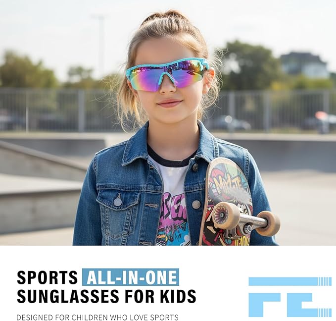 FEISEDY Kids Teens Baseball Polarized Sunglasses Sports TR90 Frame Boys Girls Cycling B2454