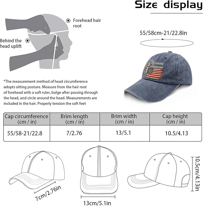US 250 Years Freedoms 1776-2026 250th Birthday Embroidered Hats Garde Cap for Him