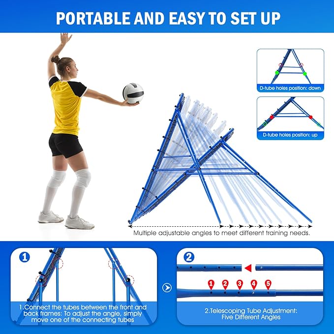 Volleyball Baseball Rebounder Net, Softball Rebounder Pitchback Net Quick Adjustments, Quick Adjustments Lacrosse Bounce Back Practice Equipment, Ideal for Outdoor Indoor and Backyard Training