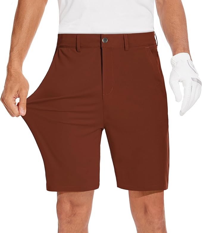 JWM Mens 7"/9" Stretch Golf Shorts - Lightweight Hybrid Casual Dress Work Flat Front Shorts with 5 Pockets Quick Dry UPF50