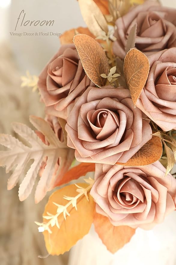 Floroom Artificial Flowers 25pcs Real Looking Warm Taupe Foam Fake Roses - Image 5