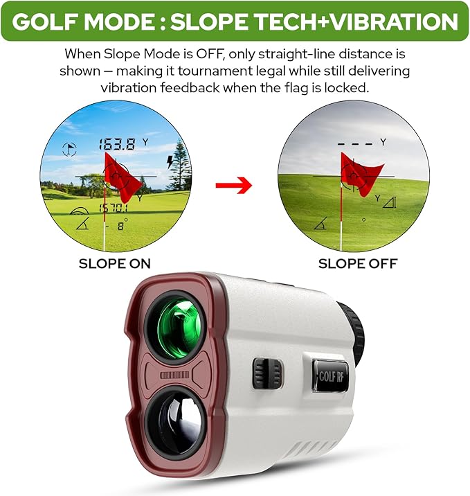 Golf Rangefinder with Slope, 1200 Yards Range Finder with High-Precision Flag Pole Locking Vibration, 7X Magnification, Rechargeable Battery