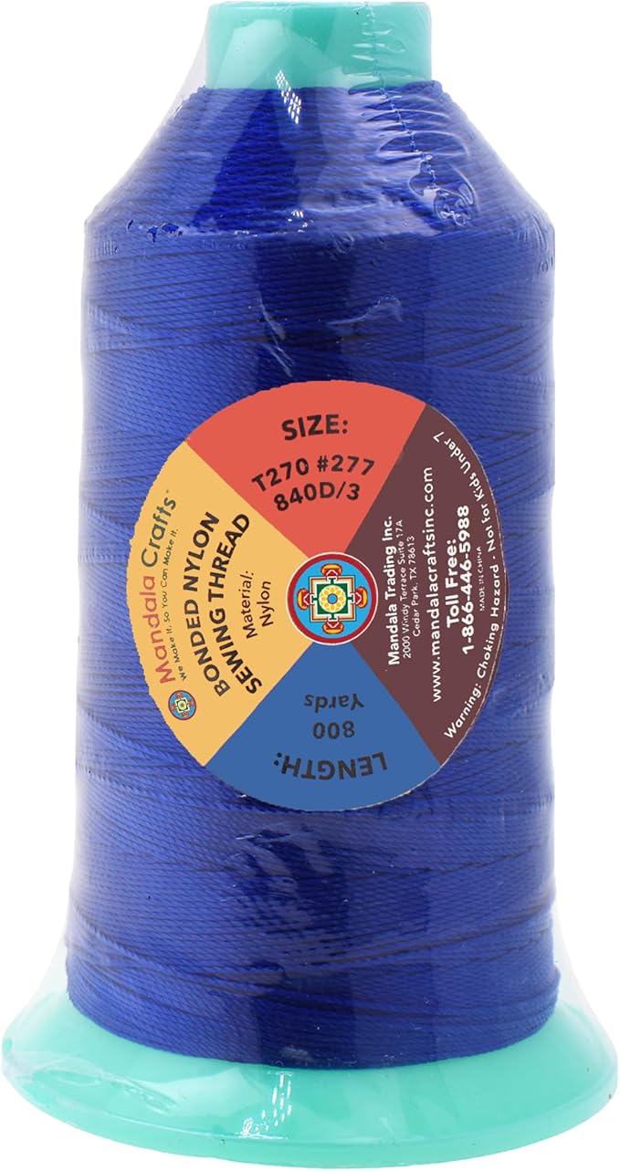 Mandala Crafts Bonded Nylon Thread Royal Blue Heavy Duty Sewing Threads - Image 3