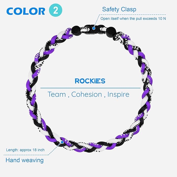 3 pcs Baseball Rope Necklaces, League Team Colors Braided Necklace, Baseball Team Gifts