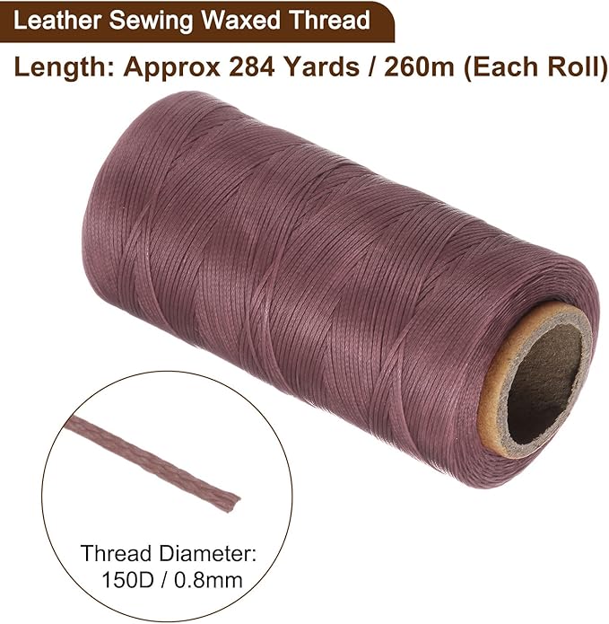 uxcell 150D 0.8mm Flat Waxed Thread 284 Yards Polyester Leather Sewing Waxed - Image 3