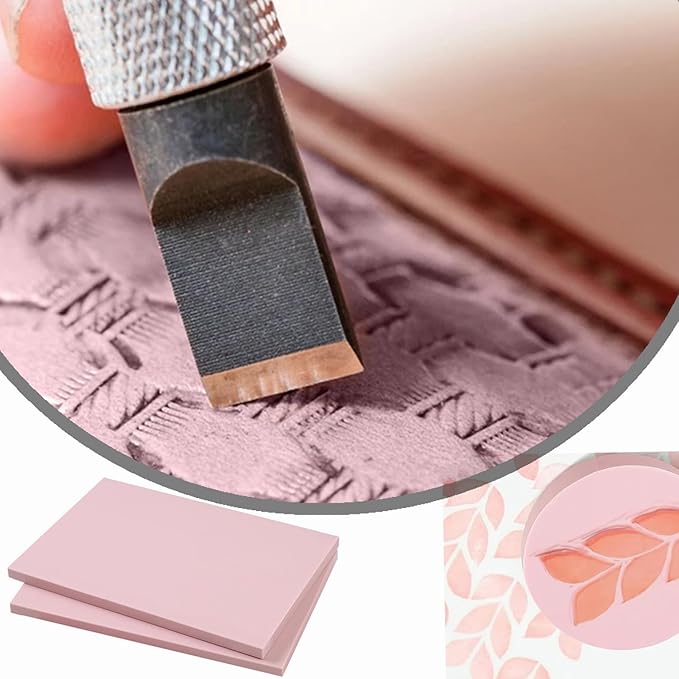 2PCS 4"x6" Pink Rubber Carving Blocks, Soft Rubber - Image 3