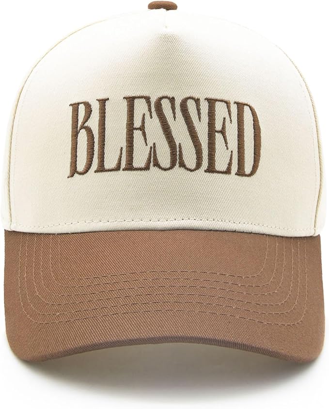 Blessed Trucker Hat, Vintage Embroidered Christian Baseball Caps for Men & Women, Trendy Religious/Birthday Gifts