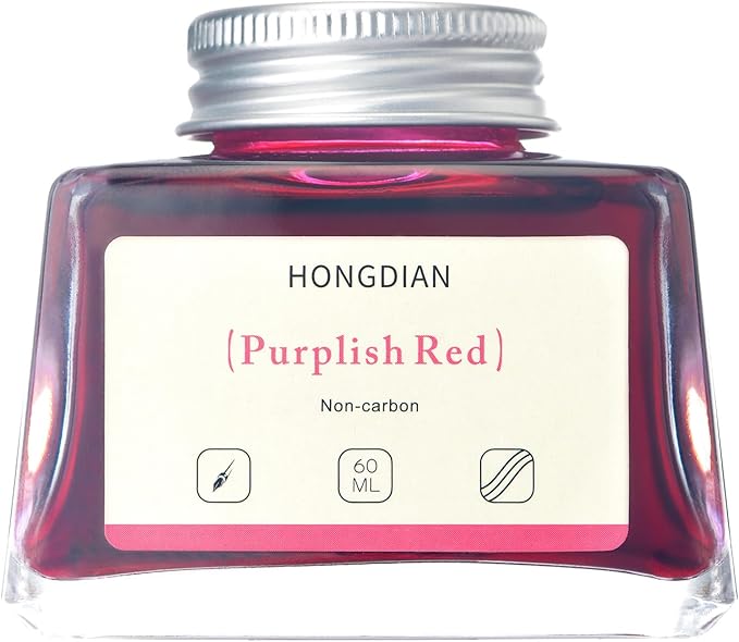 Hongdian Fountain Pen Bottled Ink Purplish Red Color, 60ml Non Carbon Inkwell - Image 6