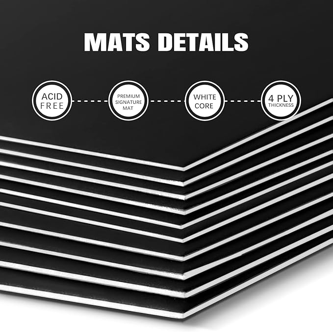 AUEAR, 15 Pack 12x12 Uncut Matte Boards Black Photo Mat Board Great - Image 3