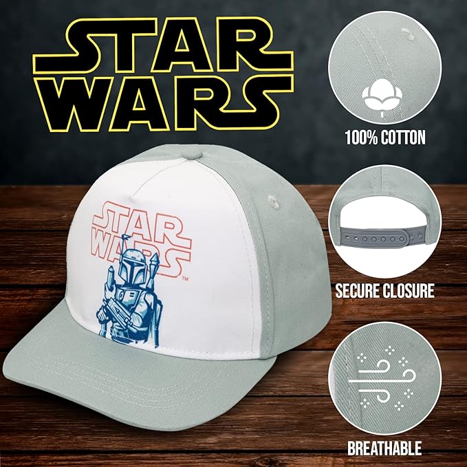 Star Wars Classic Embroidered Logo Flatbrim Baseball Cap Hat, Boys Youth